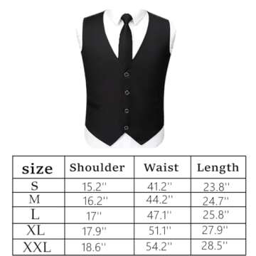 Soffpjy 1920s Mens Costume Gatsby Gangster Accessories Set vest and Tie for Gangster Theme Party,Halloween (Black, Middle)