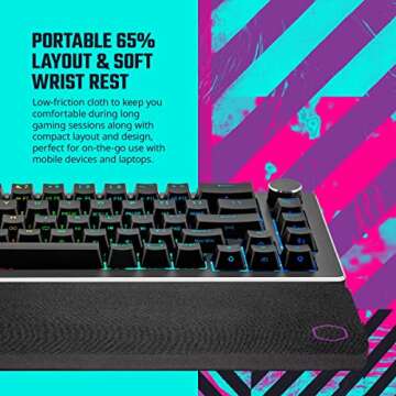 Cooler Master CK721 65% Hybrid Wireless 2.4GHz/Bluetooth Space Gray Mechanical Gaming Keyboard, Tactile Brown Switches, Customizable RGB, Ergonomic Design, 3-Way Dial, QWERTY (CK-721-GKTM1-US)