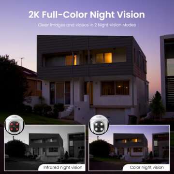 wansview 2K Security Cameras Wireless Outdoor-2.4G WiFi Home Security Cameras via Remote Control with Phone APP for 360° View, Color Night Vision, 24/7 SD Card Storage, Works with Alexa/Google Home