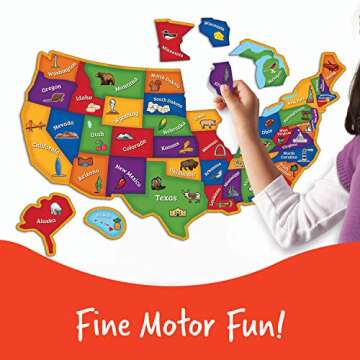 Learning Resources Magnetic US Map Puzzle - 44 Pieces, Puzzles for Kids Ages 4+, US Map for Kids Learning, Geography for Kids,Kindergartner Learning Toys