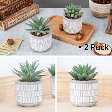 Der Rose Set of 2 Succulents Plants Artificial Fake Plants for Living Room Bathroom Bedroom Aesthetic Home Shelf Decor