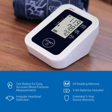 A&D Medical Upper Arm Blood Pressure Monitor with Wide Range Cuff (UA-651)