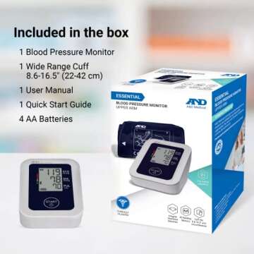 A&D Medical Upper Arm Blood Pressure Monitor with Wide Range Cuff (UA-651)