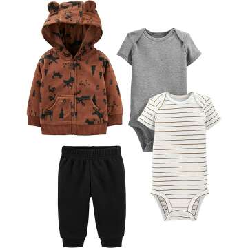 Simple Joys by Carter's Baby Boys' 4-Piece Fleece Jacket, Pant, and Bodysuit Set