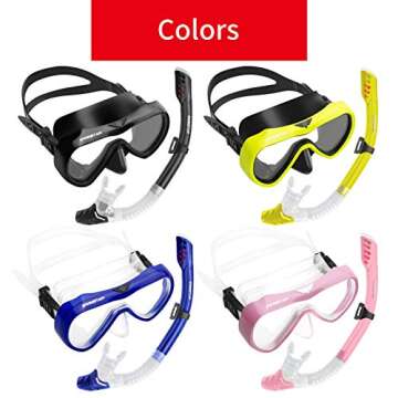 SwimStar Snorkel Set for Women and Men, Anti Fog Tempered Glass Snorkel Mask for Snorkeling, Swimming and Scuba Diving, Anti Leak Dry Top Snorkel Gear Panoramic Silicone Goggle No Leak Black