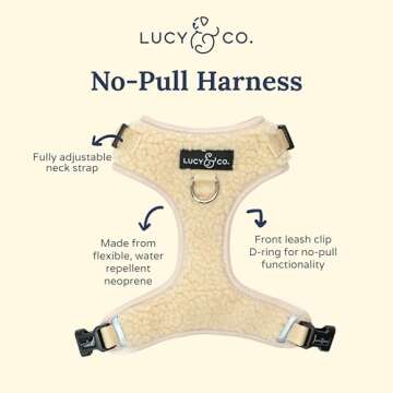 Lucy & Co. Cute No-Pull Cider Teddy Harness - Stop Pulling & Walk Easy - Harness Available in XS-XL for Small, Medium, and Large Dogs (Medium, Beige Teddy)