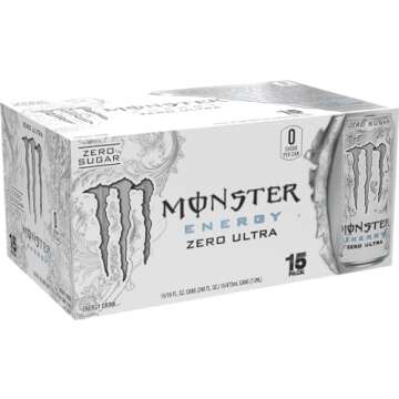 Monster Energy Zero Ultra, Sugar Free Energy Drink, 16 Fl oz (Pack of 15)