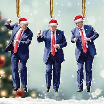 Trump Christmas Ornaments 2024 - Trump Dancing Ornament Set of 3 - Christmas Trump 2024 Ornament Acrylic 2D Christmas Tree Decorations, Trump Merchandise, Trump Xmas Gifts for Supporter (Red)