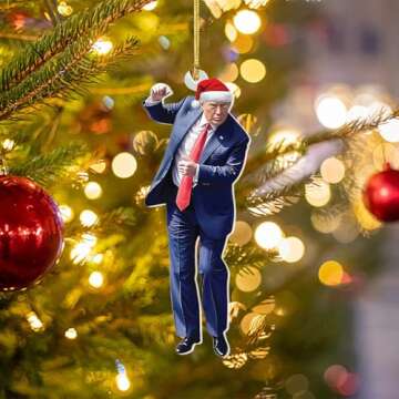 Trump Christmas Ornaments 2024 - Trump Dancing Ornament Set of 3 - Christmas Trump 2024 Ornament Acrylic 2D Christmas Tree Decorations, Trump Merchandise, Trump Xmas Gifts for Supporter (Red)