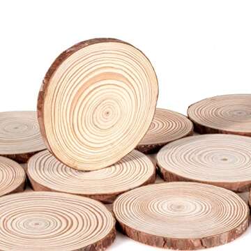 Lemonfilter Wood Slices 16 Pcs 4.3-4.7 Inches Unfinished Craft Wood Kit Wooden Circles Log Rounds Wood Slices for Crafts Rustic Wedding Christmas Ornaments DIY Projects Decor