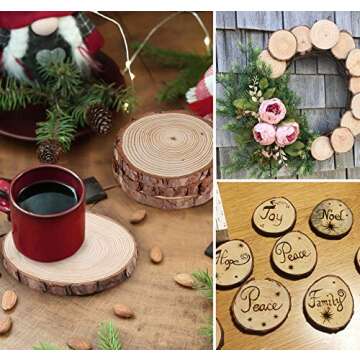 Lemonfilter Wood Slices 16 Pcs 4.3-4.7 Inches Unfinished Craft Wood Kit Wooden Circles Log Rounds Wood Slices for Crafts Rustic Wedding Christmas Ornaments DIY Projects Decor