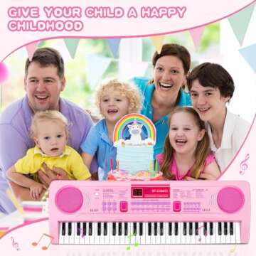 WOSTOO Kids Keyboard Piano, Portable 61 Keys Keyboard Electronic Digital Piano, Early Learning Educational Musical Piano Toy Keyboard for Beginners with Music Stand, Microphone (Pink) ﻿