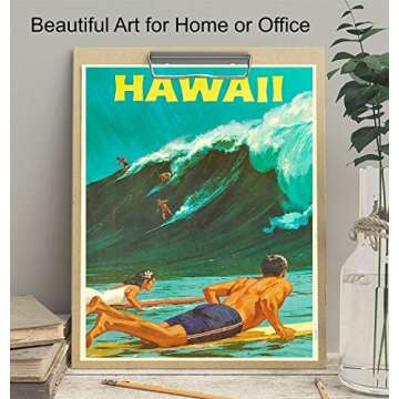 Hawaii Wall Decor - Surfing Wall Art - Surf Decor - Hawaiian Wall Decor - Tropical Wall Decor - Hawaiian Wall Art - Ocean Wall Decor - Vintage Travel Posters - 8x10 Picture