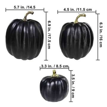 Winlyn 7 Pcs Assorted Artificial Black Pumpkins Halloween Pumpkins Faux Rustic Decorative Foam Pumpkins for Fall Halloween Thanksgiving Tabletop Centerpiece Mantel Kitchen Decor