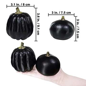 Winlyn 7 Pcs Assorted Artificial Black Pumpkins Halloween Pumpkins Faux Rustic Decorative Foam Pumpkins for Fall Halloween Thanksgiving Tabletop Centerpiece Mantel Kitchen Decor