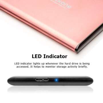 Maxone 320GB Ultra Slim Portable External Hard Drive HDD USB 3.0 Compatible with PC, Laptop, Rose Pink