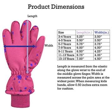 N'Ice Caps Kids Waterproof Winter Thinsulate Warm Gloves (Fuchsia Snowflakes, 5-6 Years)