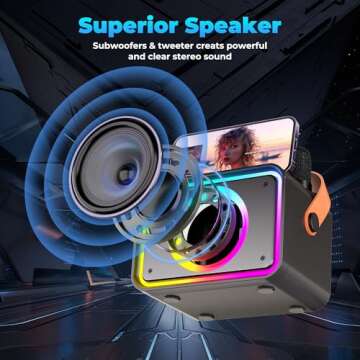 Karaoke Machine, Portable Bluetooth Karaoke Speaker with 2 Wireless Microphones for Adults & Kids with LED Lights, Karaoke Microphone with PA System Supports USB/TF/AUX,Gift for Brithday,Party,Home