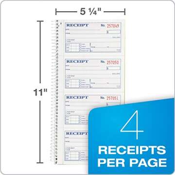 Adams Carbonless Receipt Book - 200 Sets, Spiral Bound