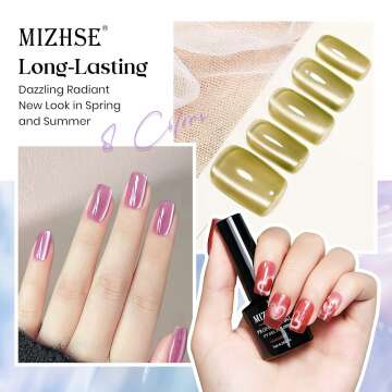 MIZHSE Cat Eye Gel Nails - 8 Spring Colors Set