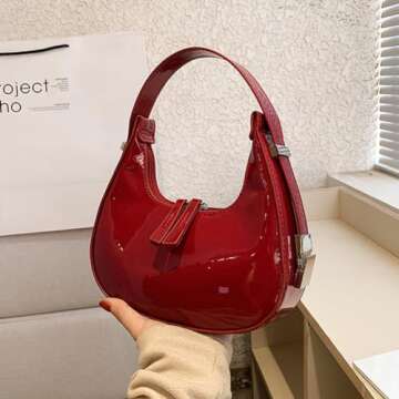 Retro Y2K Crescent Shoulder Bag for Women - Red