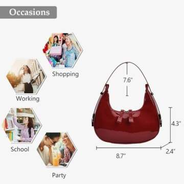 Retro Y2K Crescent Shoulder Bag for Women - Red