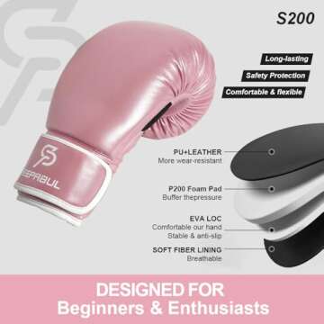 SAEEPABUL S200 Boxing Gloves for Men and Women Suitable for Boxing Kickboxing Mixed Martial Arts Maui Thai MMA Heavy Bag Fighting Training Pink, 12oz