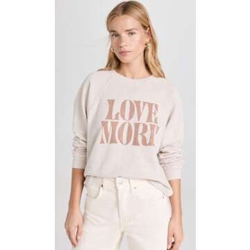 Spiritual Gangster Women's Love More Bridget Raglan Pullover, Oatmeal Heather, Tan, Graphic, XS