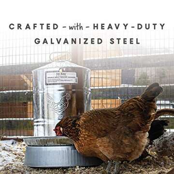 Harris Farms Chicken Waterer - Galvanized Steel - Double Wall Poultry Drinker - 2 Gallon