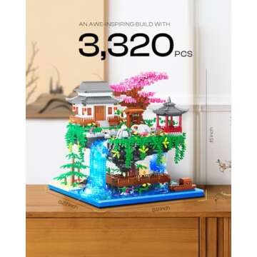 Big Bonsai Flowers Tree Architecture Set for Boys 8-14 Lighting Japanese Cherry Blossom Tree House Building Kit with Box for Adults Toys for Boys/Girls Age 8-12, 2.5mm MICROPARTICLE