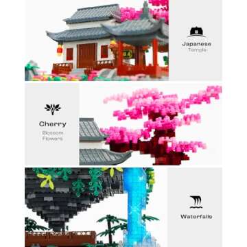 Big Bonsai Flowers Tree Architecture Set for Boys 8-14 Lighting Japanese Cherry Blossom Tree House Building Kit with Box for Adults Toys for Boys/Girls Age 8-12, 2.5mm MICROPARTICLE