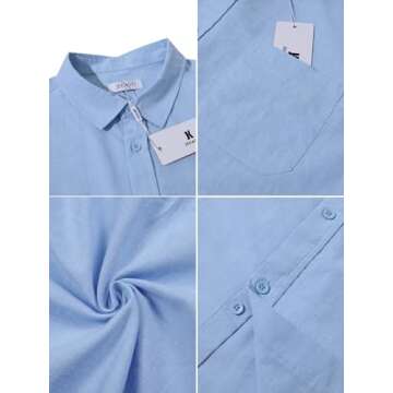 Men's Linen Casual Shirts - JEKAOYI Button Down Beachwear