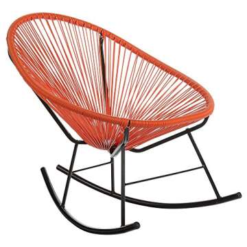 Joseph Allen Home Mid-Century Modern Acapulco Rocking Chair, Set of 2 Papasan Rockers, Orange