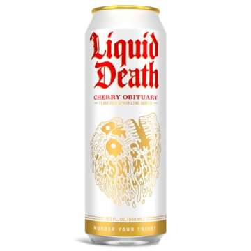 Liquid Death Flavored Sparkling Water with Agave, Cherry Obituary, 19.2oz King Size Cans (8-Pack)