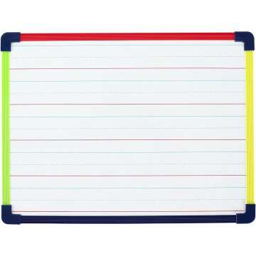 Dry Erase Board, Magnetic Whiteboard 2-Sided 9 x 12 Inches with Colored Frame, Handwriting Lines Front Blank Back