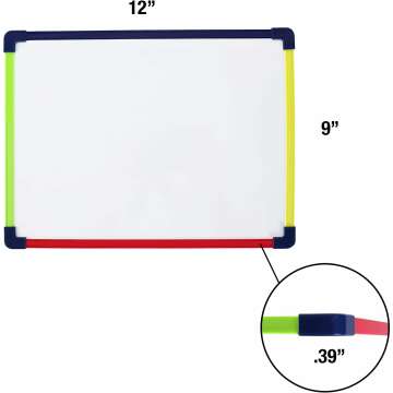 Dry Erase Board, Magnetic Whiteboard 2-Sided 9 x 12 Inches with Colored Frame, Handwriting Lines Front Blank Back