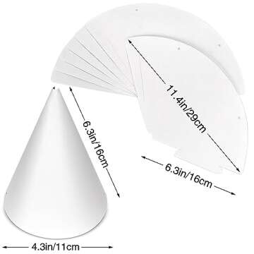 Weoxpr 40 Pieces White Paper Party Hats for Kids Birthday, Decorative Bulk Cone Crafts for Adults Art DIY, Halloween Supplies