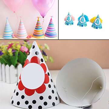 Weoxpr 40 Pieces White Paper Party Hats for Kids Birthday, Decorative Bulk Cone Crafts for Adults Art DIY, Halloween Supplies