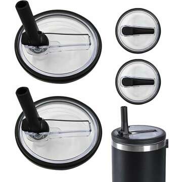 2Pcs 40 oz Tumbler Replacement Lids - Spill Proof & Reusable Black