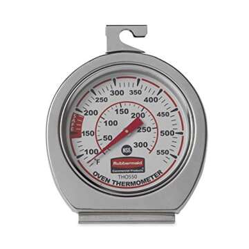 Rubbermaid Commercial Products Stainless Steel Monitoring Thermometer, Safe for Inside Oven/Grill/Smoker, 60-580° Fahrenheit Range, Easy to Read Food Thermometer For Food Resturant/Home Cooking