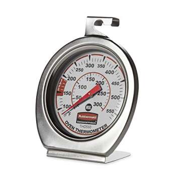 Rubbermaid Commercial Products Stainless Steel Monitoring Thermometer, Safe for Inside Oven/Grill/Smoker, 60-580° Fahrenheit Range, Easy to Read Food Thermometer For Food Resturant/Home Cooking