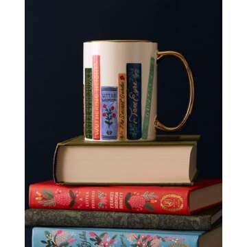 RIFLE PAPER CO. Book Club Mug, for Everyday Use and Gatherings with Unique Designs, for Friends and Family Anytime of the Year, Coffee Tea Enthusiasts and more