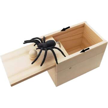 Original Spider Scare Prank Box, Hilarious Wooden Scare Box,Handmade Fun Joke Scarebox Toy,Practical Gift Toy Spider Box Prankoy Prank for Kids Adults