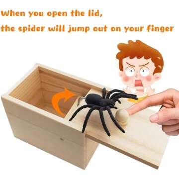 Original Spider Scare Prank Box, Hilarious Wooden Scare Box,Handmade Fun Joke Scarebox Toy,Practical Gift Toy Spider Box Prankoy Prank for Kids Adults