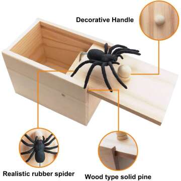 Original Spider Scare Prank Box, Hilarious Wooden Scare Box,Handmade Fun Joke Scarebox Toy,Practical Gift Toy Spider Box Prankoy Prank for Kids Adults