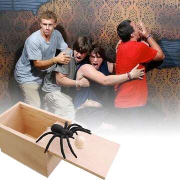 Original Spider Scare Prank Box, Hilarious Wooden Scare Box,Handmade Fun Joke Scarebox Toy,Practical Gift Toy Spider Box Prankoy Prank for Kids Adults