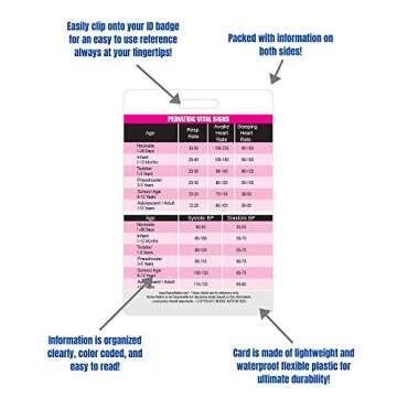 Pediatric Vital Signs Vertical Badge Card - Excellent Resource for Pediatric Nurses, Nursing Clinicals and RN Students - Great Nursing School Supplies and Accessories
