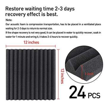 Acoustic Foam Panels for Soundproofing 24 Pack