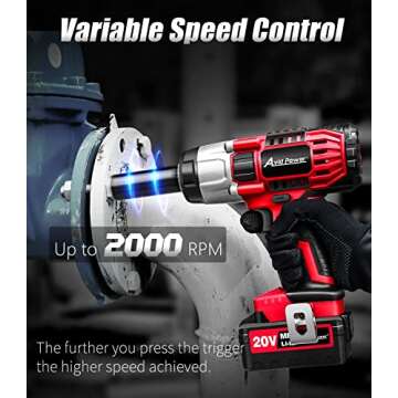 AVID POWER Cordless Impact Wrench, 1/2 Impact Gun w/Max Torque 330 ft lbs (450N.m), Power Impact Wrenches w/ 3.0A Li-ion Battery, 1 Hour Fast Charger