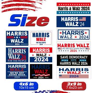 Kamala Harris Tim Walz 2024 Stickers - 12 Pack